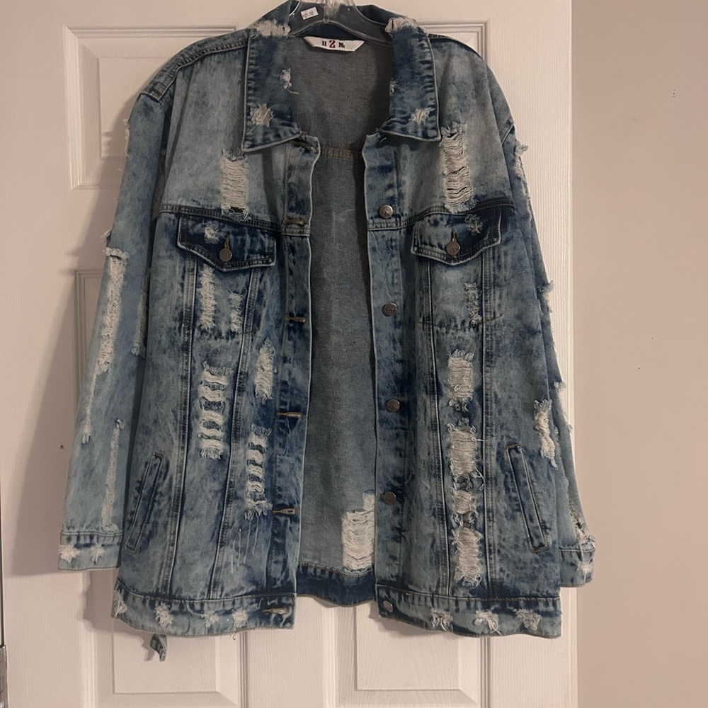 Distressed Denim Jacket - image 1